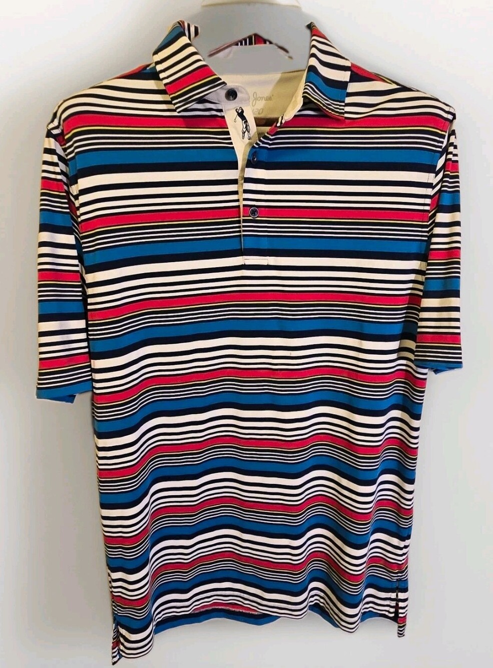 Bobby Jones X-H2O Mens M Golf Polo Shirt Blue Red Striped Stretch Performance